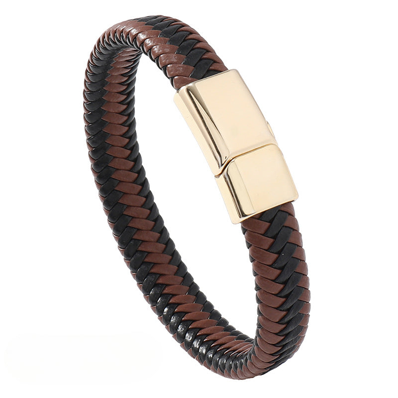 Men's Leather Woven Magnetic Buckle Bracelets