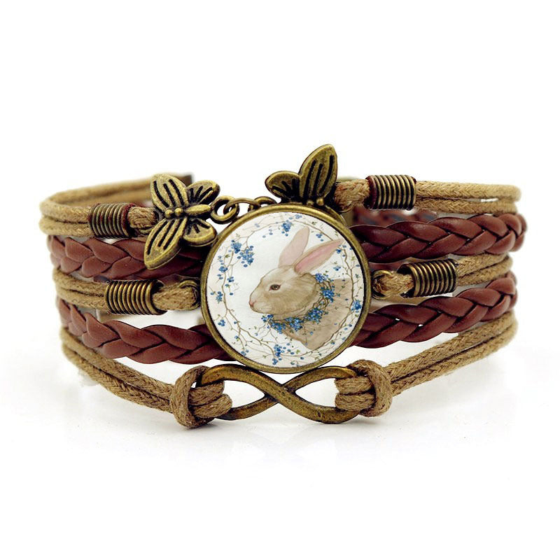 Easter Rabbit Time Gemstone Butterfly 8-character Combination Alloy Bracelet