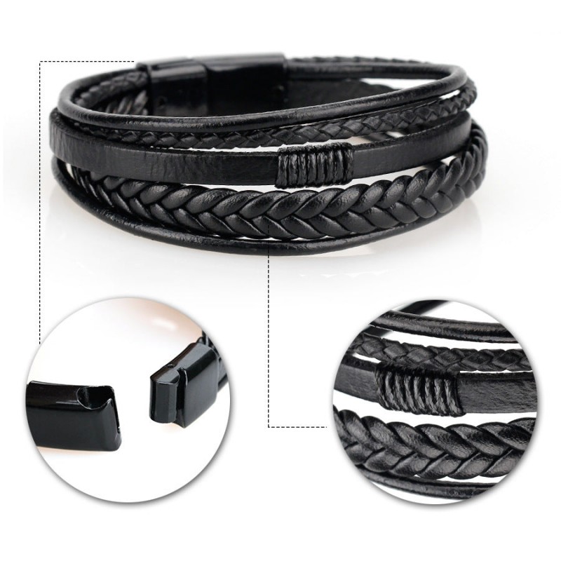 Hand-woven leather bracelet