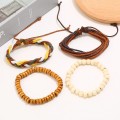 Vintage Handwoven Diy Four-piece Set of Cowhide Bracelets