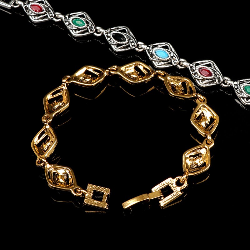 Alloy electroplating geometric shape mixed color inlaid ladi