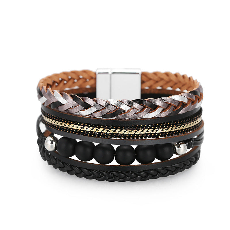 Bohemian Multi-layered Braided Genuine Leather Bracelet