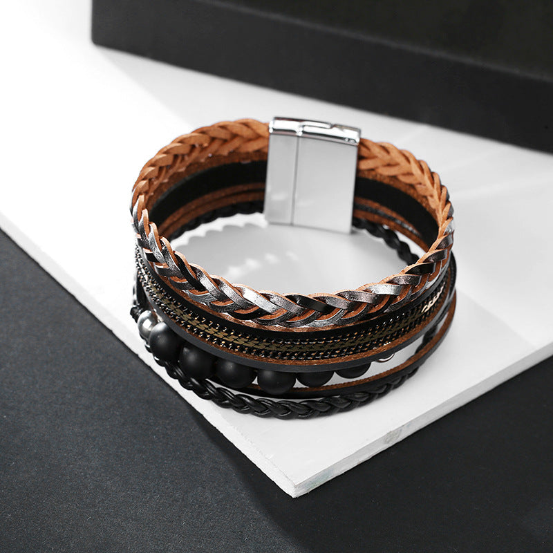 Bohemian Multi-layered Braided Genuine Leather Bracelet