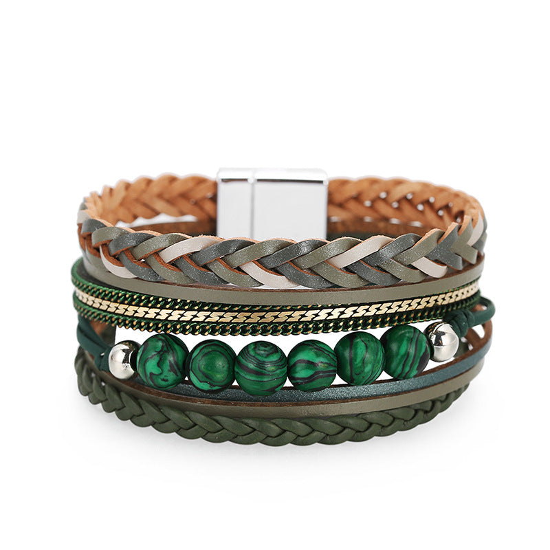 Bohemian Multi-layered Braided Genuine Leather Bracelet