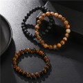 8mm Black Frosted Tiger Eye Picture Stone Stacking Bracelet 