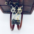 Egyptian Cat Genuine Leather Bracelets Made of Brass Old Bracelets