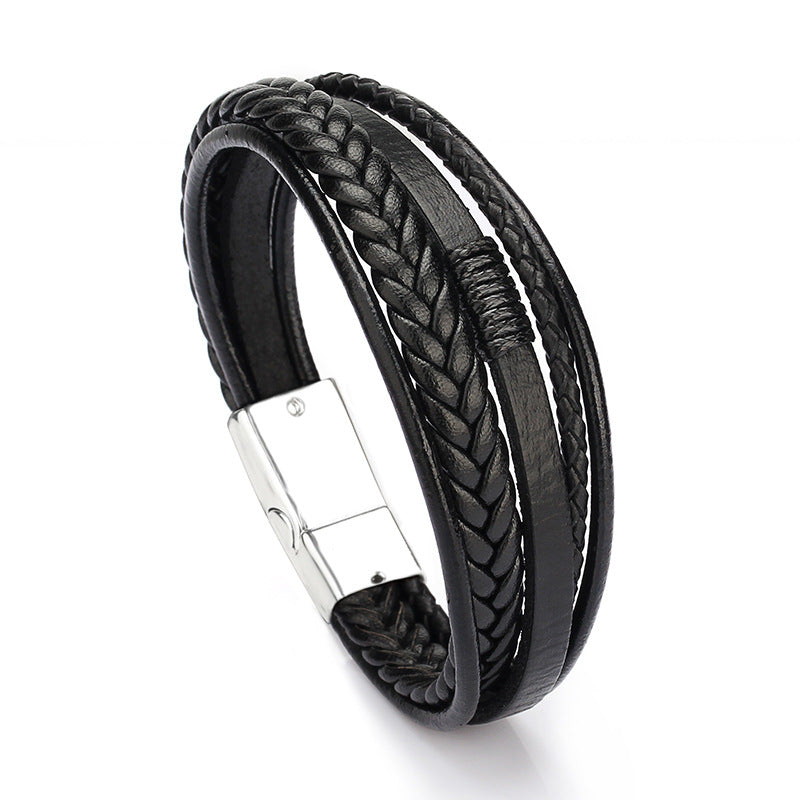 Hand-woven leather bracelet