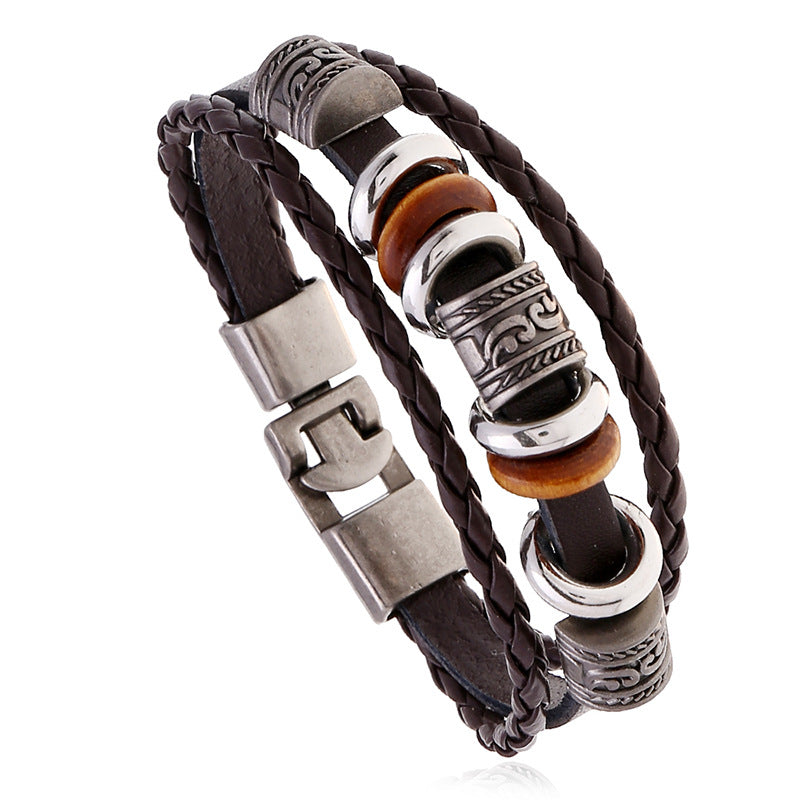 Handmade Beaded Multi-layered Leather Bracelet