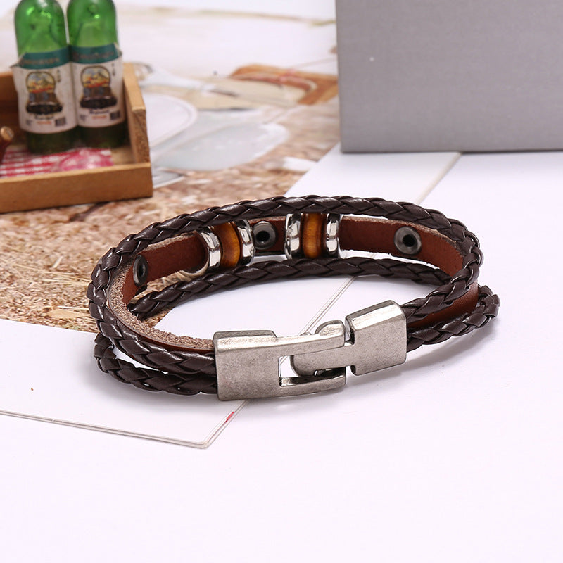 Handmade Beaded Multi-layered Leather Bracelet