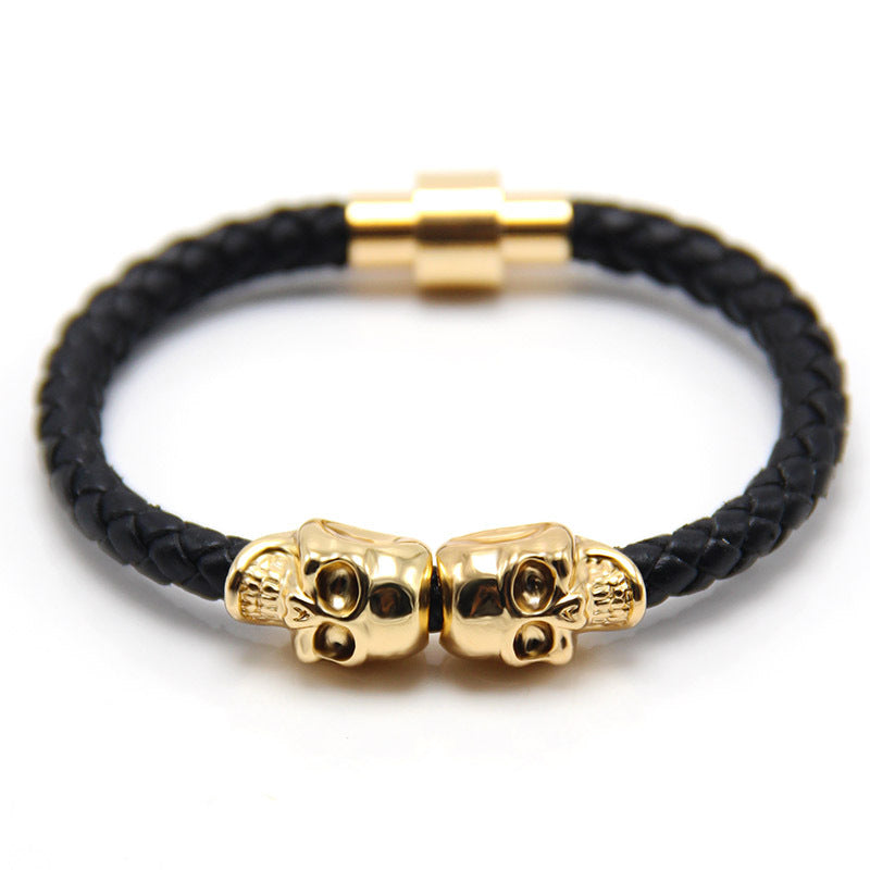 Punk Style Skull Leather Men's Bracelet