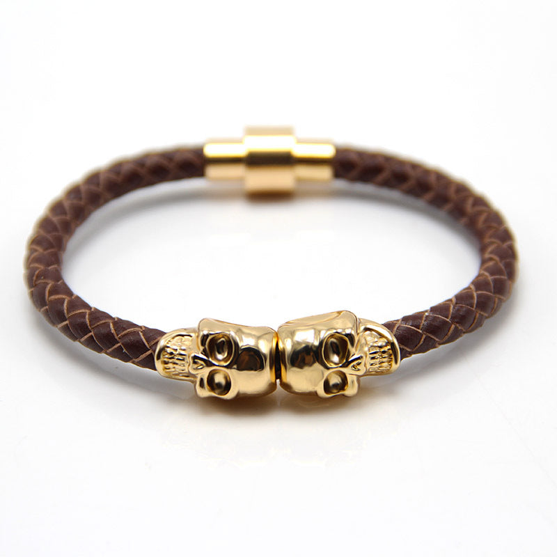 Punk Style Skull Leather Men's Bracelet