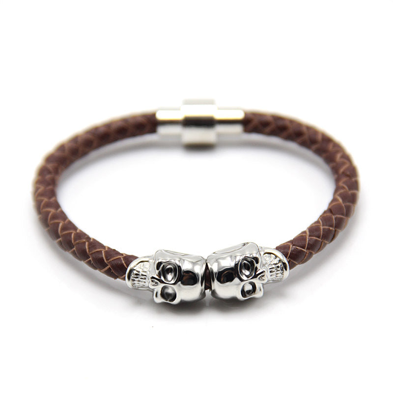 Punk Style Skull Leather Men's Bracelet