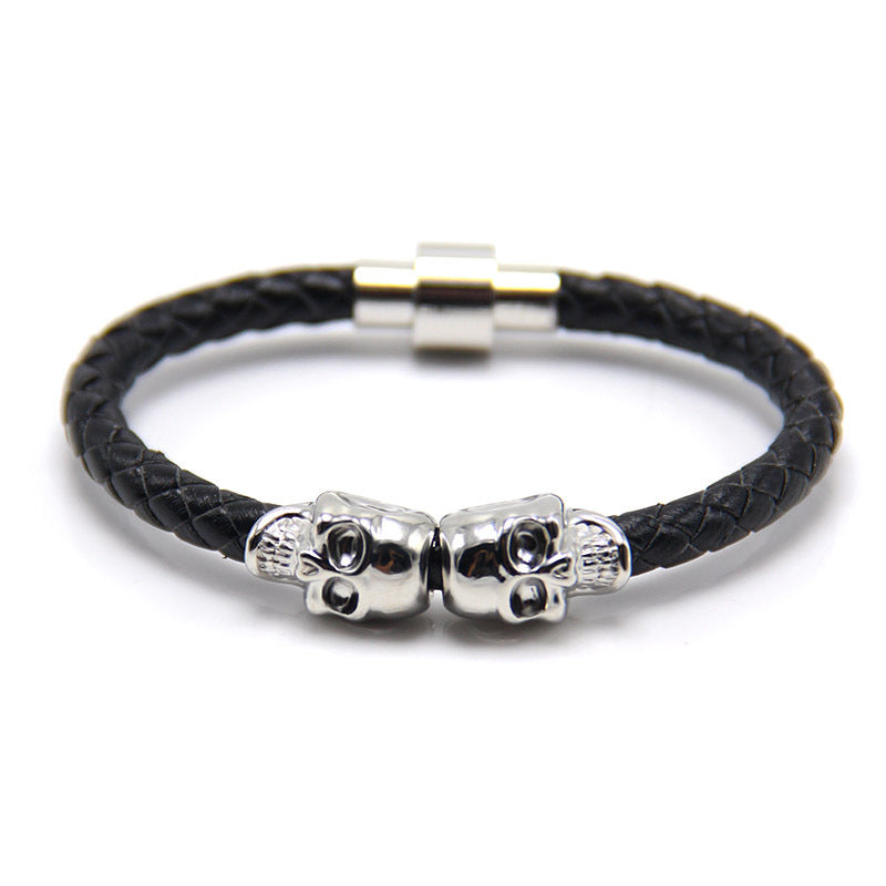 Punk Style Skull Leather Men's Bracelet
