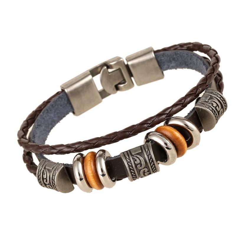Handmade Beaded Multi-layered Leather Bracelet