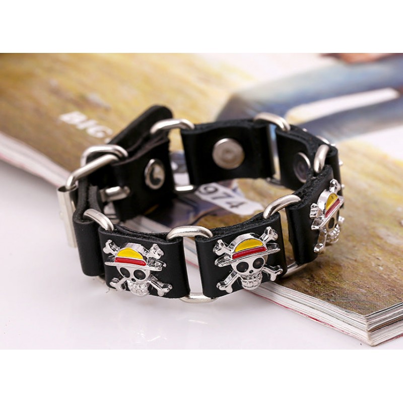 Skull Punk Genuine Leather Men's Bracelets