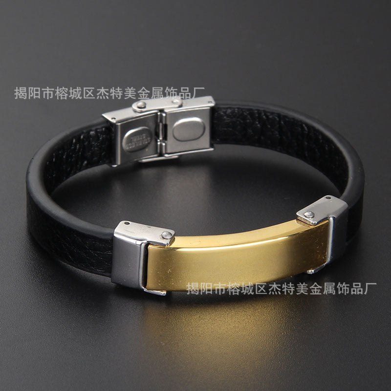 Silicone Bracelet Microfiber Titanium Steel Gold-plated Rose