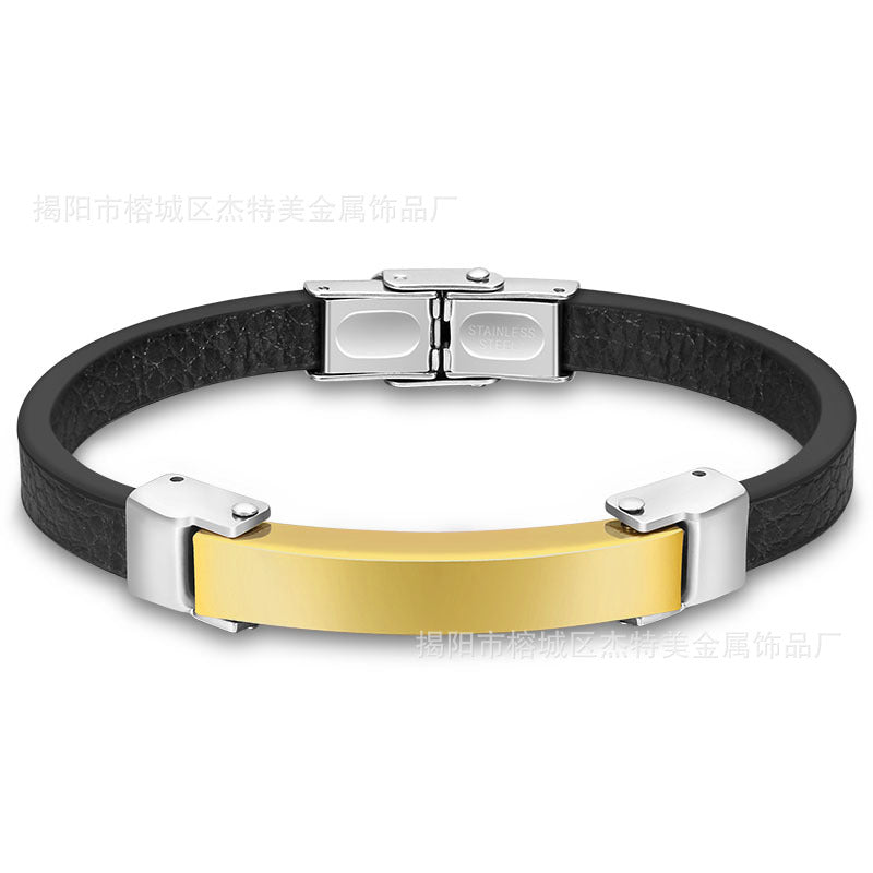 Silicone Bracelet Microfiber Titanium Steel Gold-plated Rose