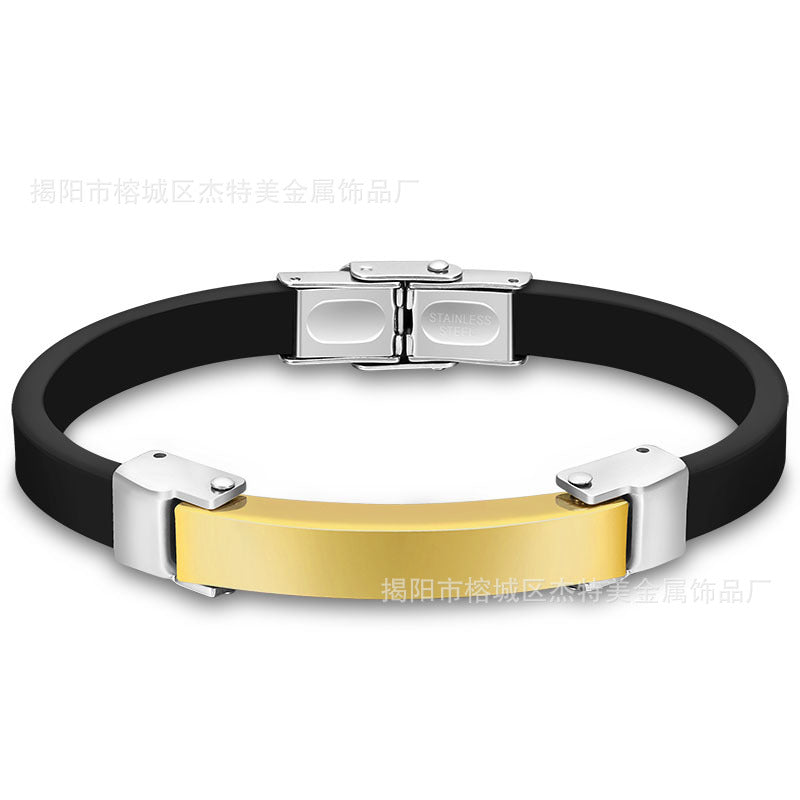 Silicone Bracelet Microfiber Titanium Steel Gold-plated Rose