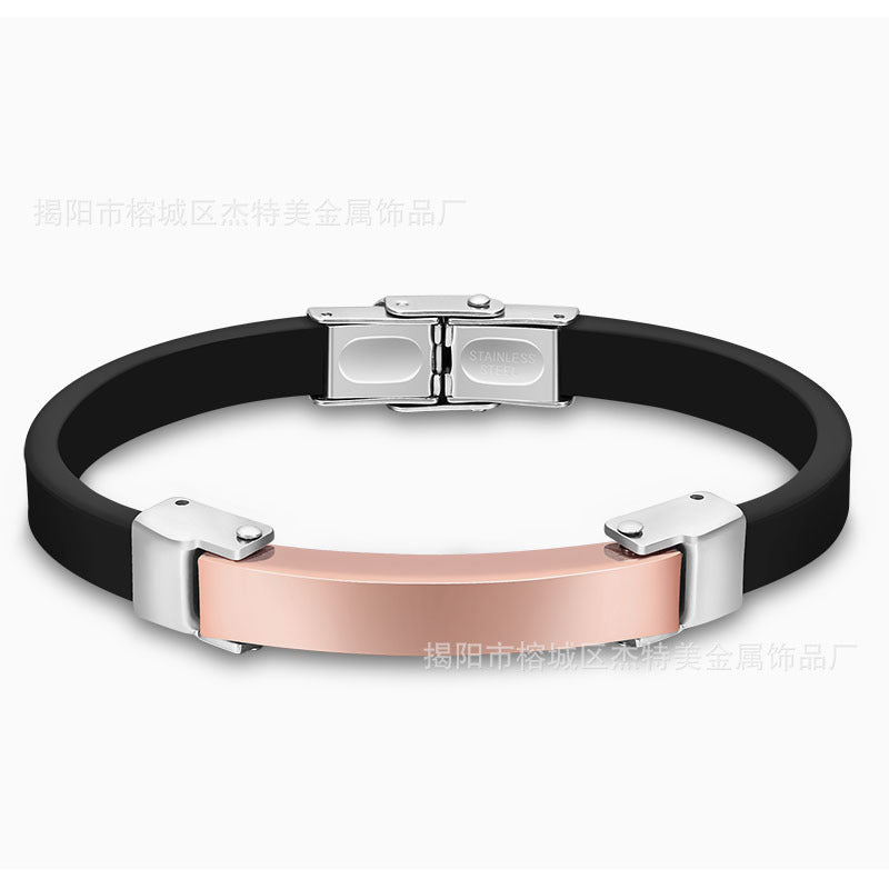 Silicone Bracelet Microfiber Titanium Steel Gold-plated Rose