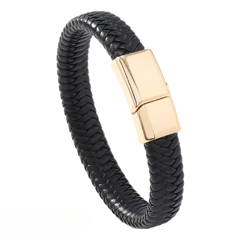 Men's Leather Woven Magnetic Buckle Bracelets