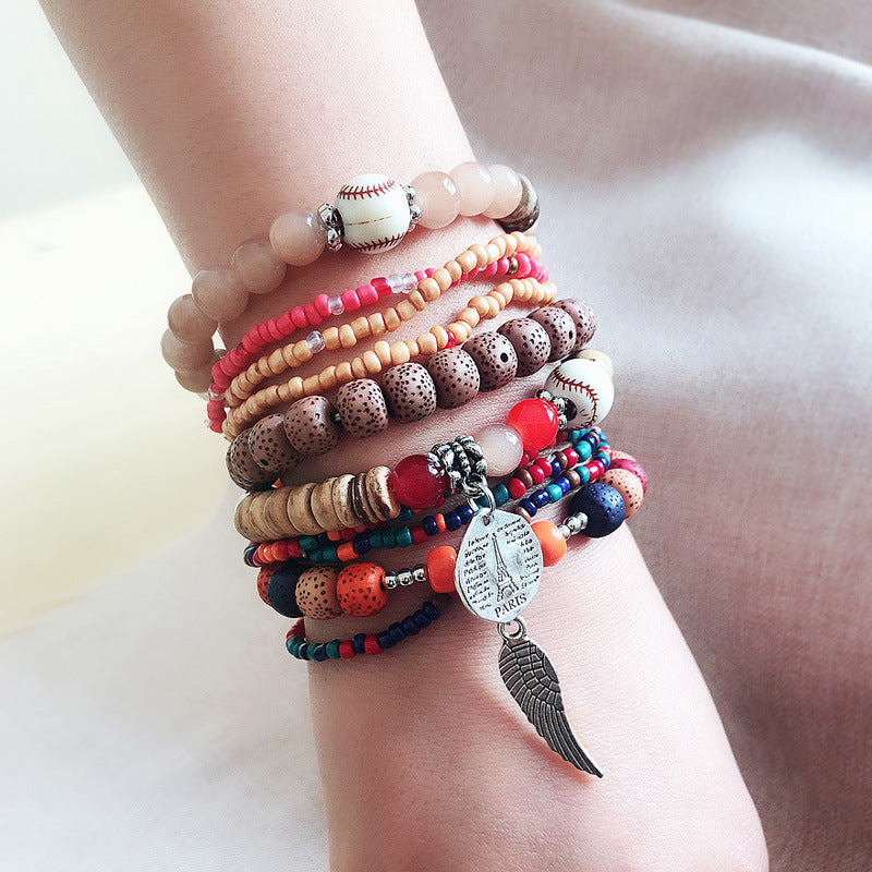 Fashion Color Bohemian Ethnic Style Bracelet Elastic