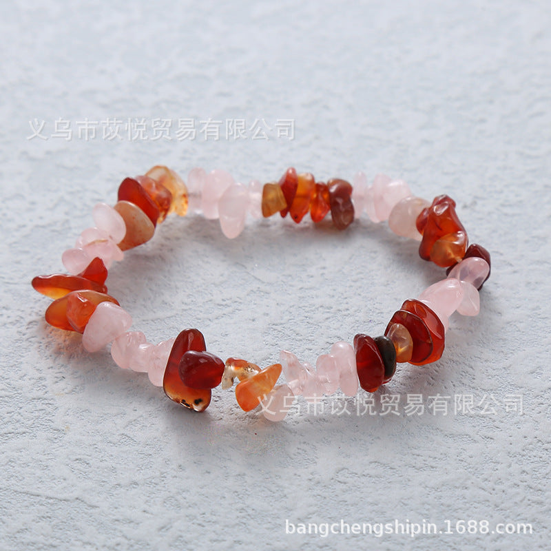 5pcs natural crystal gravel elastic bracelet colorful gravel