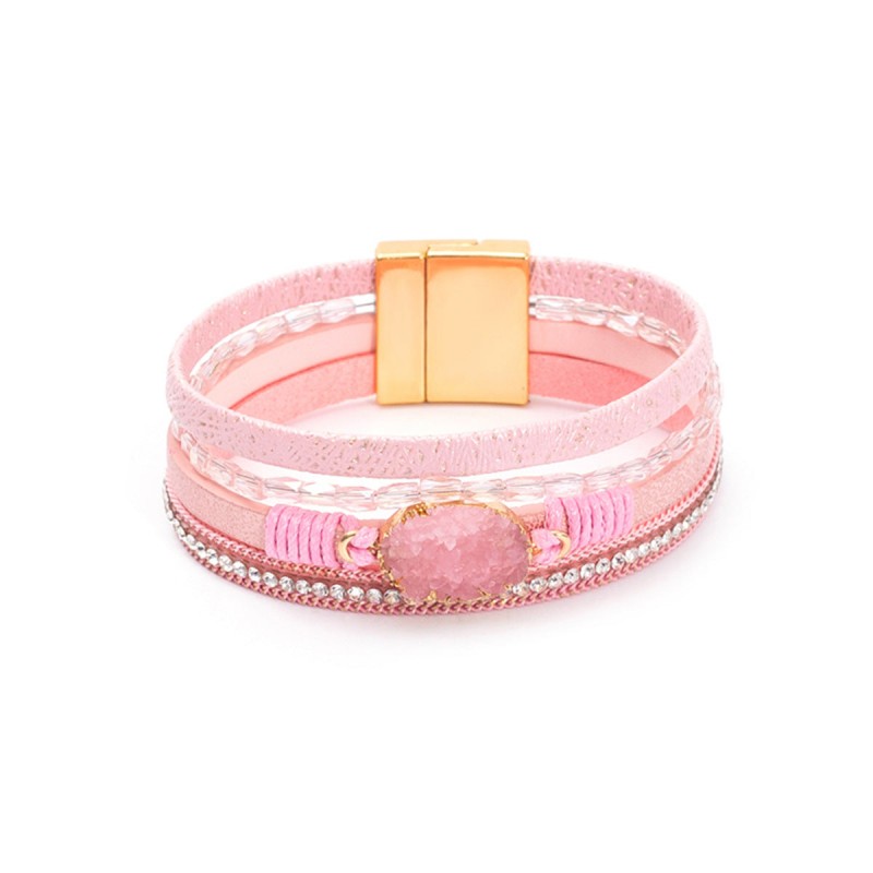 Crystal Studded Vintage Ethnic Style Beaded Leather Bracelet