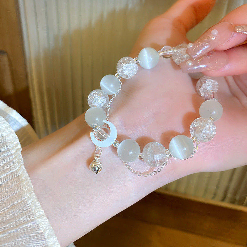 Tide Elegant Pearl Crystal Jade Double Circle Bracelet