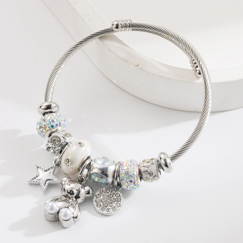 New Style Personalized Creative DIY Bear Star Round Stainles