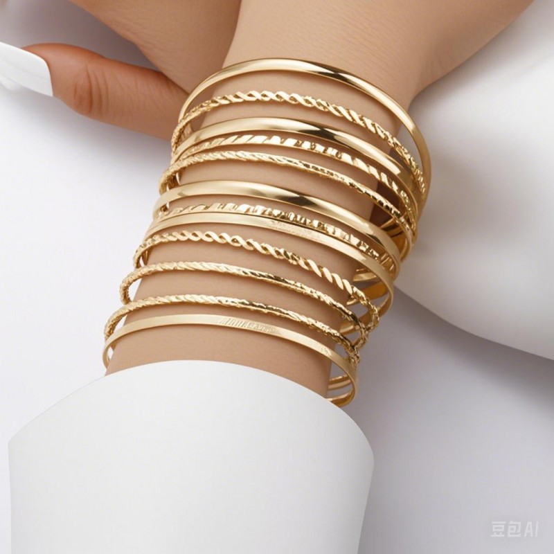 Retro exaggerated stacking wide bracelet set
