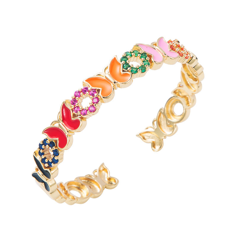 Copper Gold Plated Oil Dropping Butterfly Bracelet Advanced 