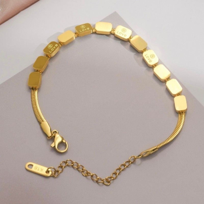 Titanium steel non-fading retro LOVE square snake bone bracelet
