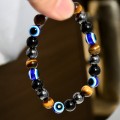 Tiger Eye Stone beaded Devil eye bracelet