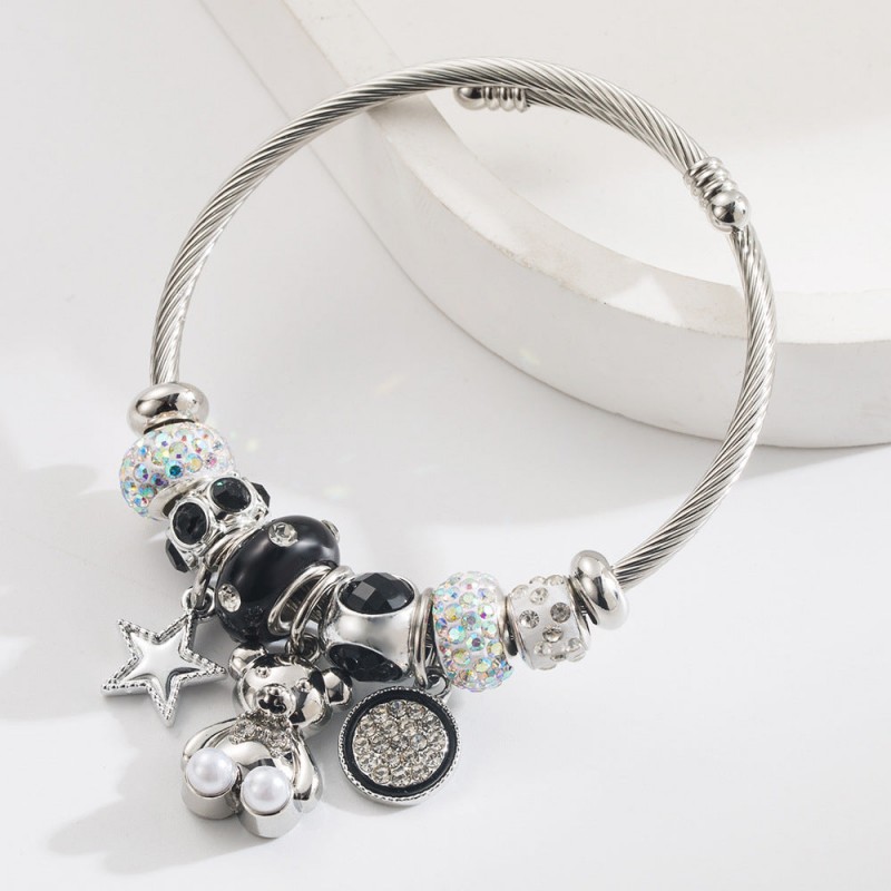 New Style Personalized Creative DIY Bear Star Round Stainles