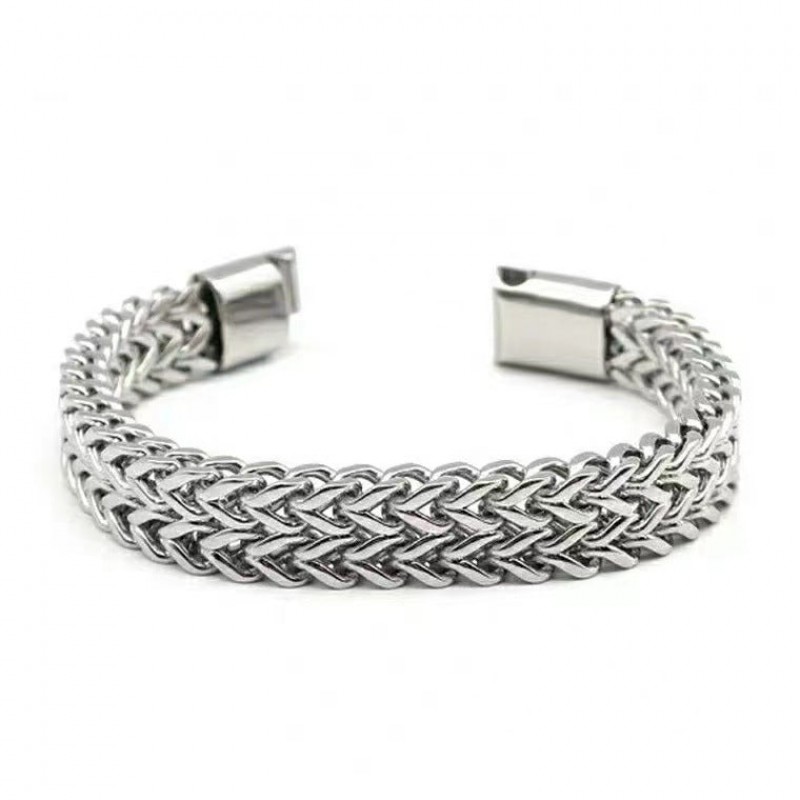 Titanium steel bracelet double row square chain magnet clasp