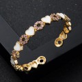 copper inlaid zircon enamel drop oil love heart bracelet Ten