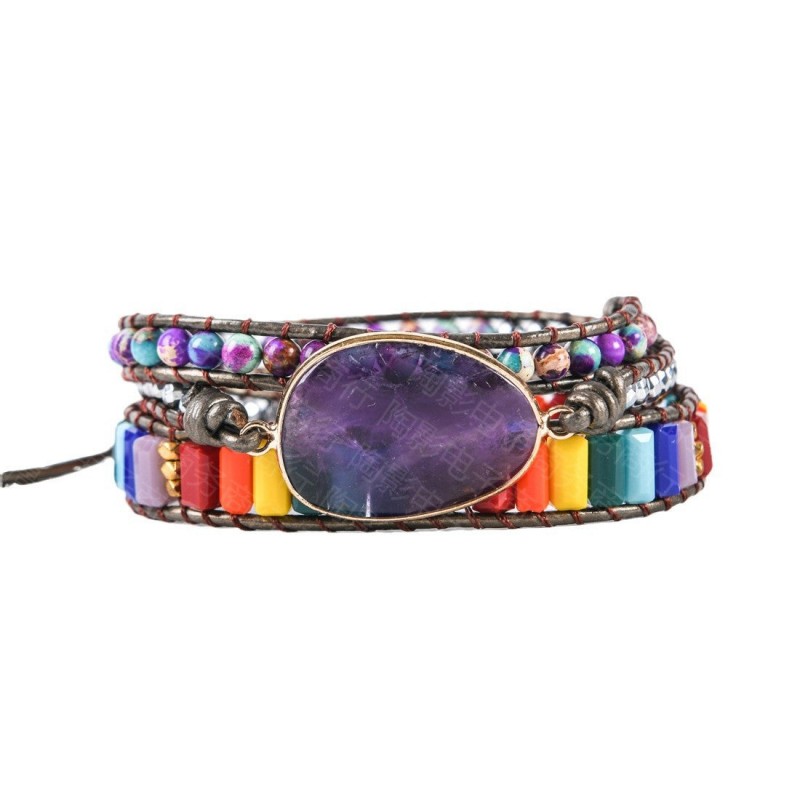 amethyst woven bohemian creative multi-layer bracelet