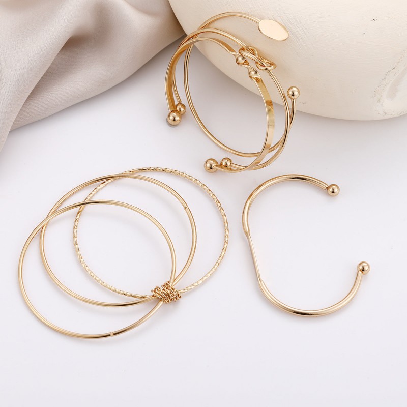 Creative geometric smooth open knot bracelet 5-piece set