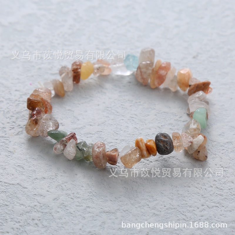 5pcs natural crystal gravel elastic bracelet colorful gravel