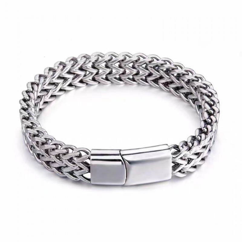 Titanium steel bracelet double row square chain magnet clasp