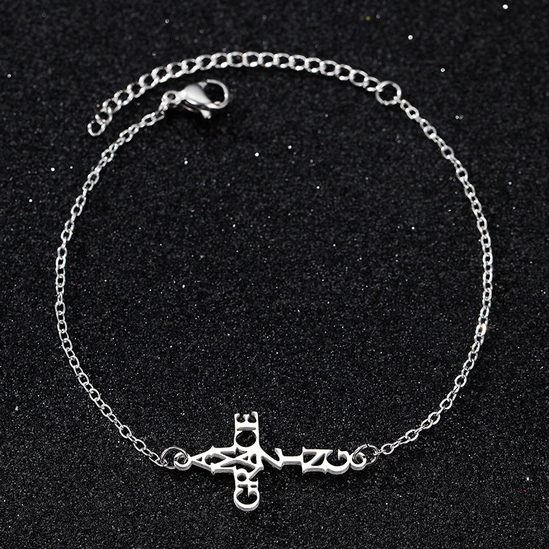 Silver Stainless Steel Cross Bracelet