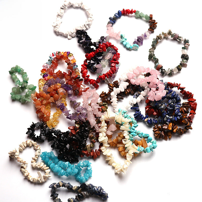 5pcs natural crystal gravel elastic bracelet colorful gravel