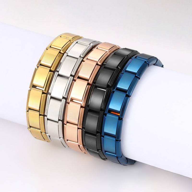 Stainless steel module stitching elastic bracelet