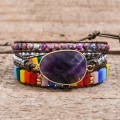 amethyst woven bohemian creative multi-layer bracelet