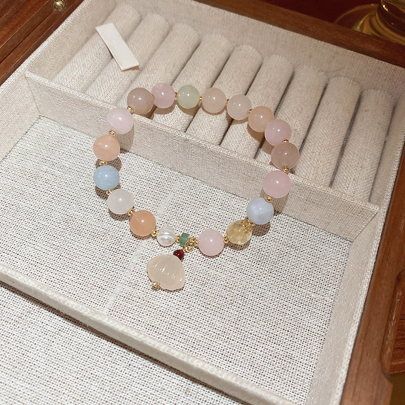 Tide Elegant Pearl Crystal Jade Double Circle Bracelet