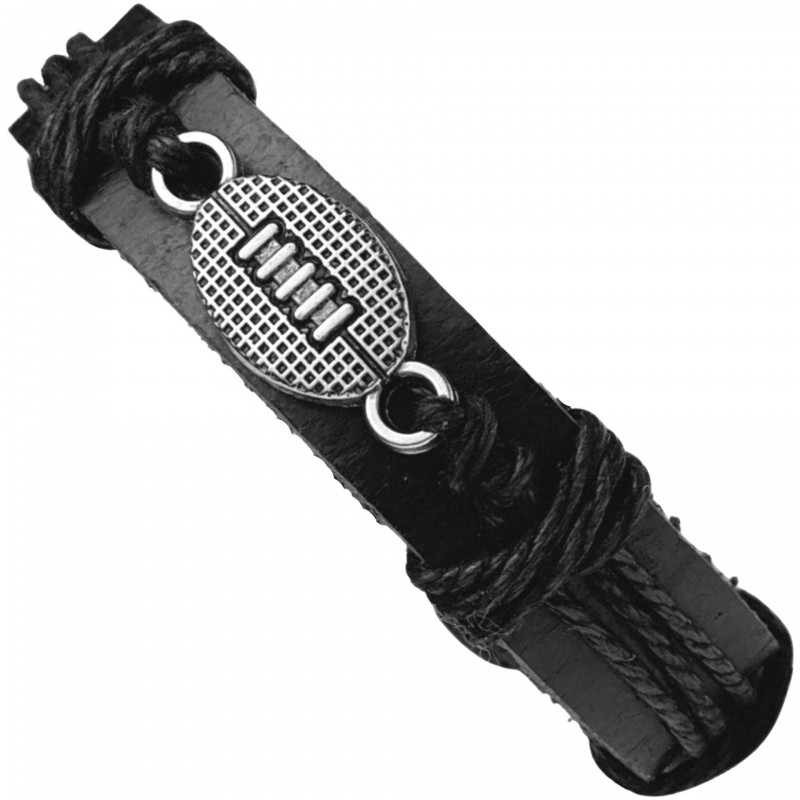 Sports Leather Football Basketball Hockey Alloy Adjustable Hand Woven Football Leather Bracelet