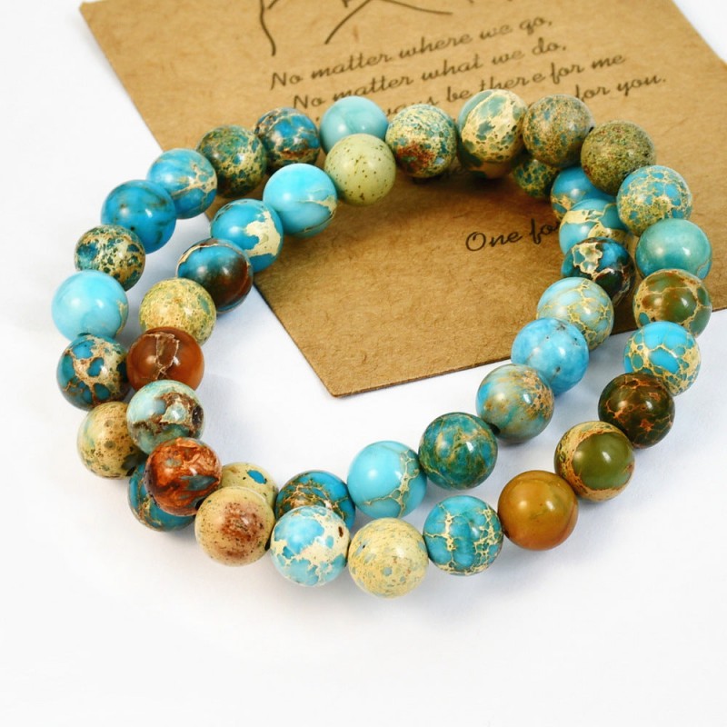 bohemian beaded colorful emperor stone bracelet
