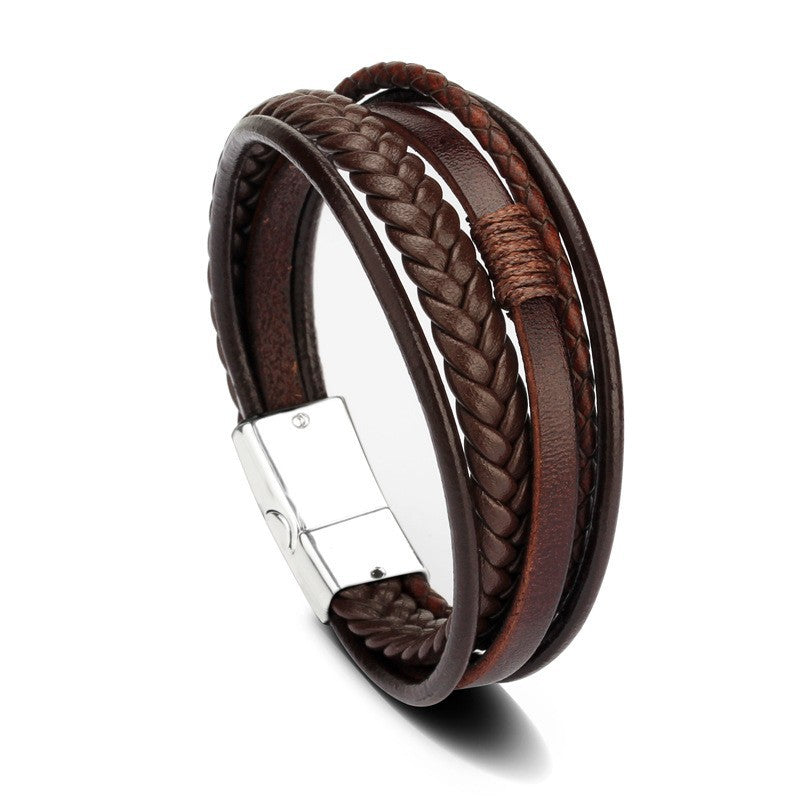 Hand-woven leather bracelet