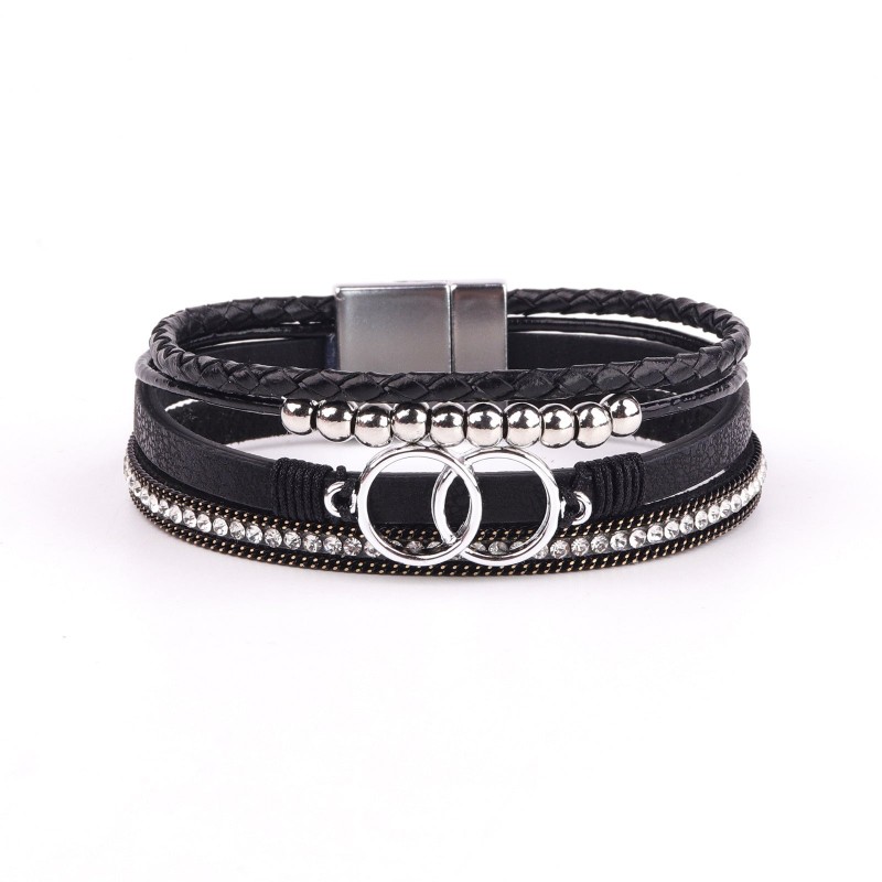 Diamond Four Layer Braided Leather Bohemian Bracelet