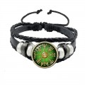Compass Time Gem Retro Punk Leather Adjustable Bracelet
